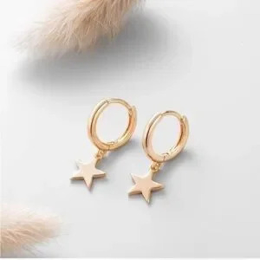 14k Gold Plated Star Hoop Earrings